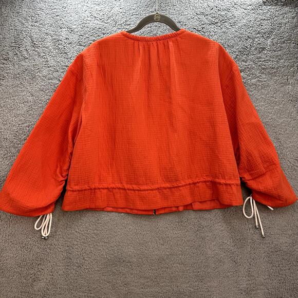 Maeve by Anthropologie NWOT Medium Orange Jacket Cinch Up Sleeves Full Zip - Picture 7 of 10